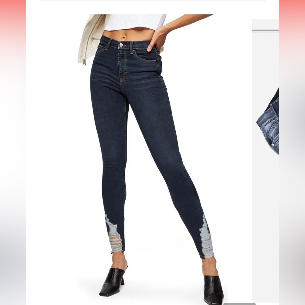 ๐ฅ๐HOST PICK๐๐ฅ NWT $80 Topshop Jamie skinny jeans with ripped hem size 4 - Picture 14 of 14